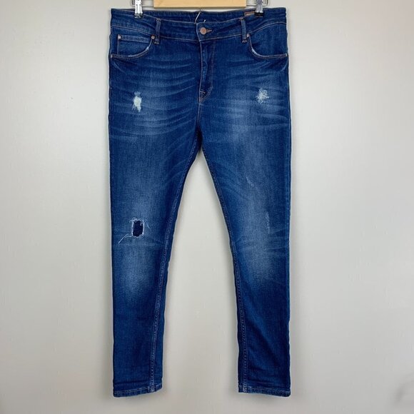 ASOS Denim Distressed Medium Wash Skinny Jean - Fits Like a Size 14 - Picture 2 of 8